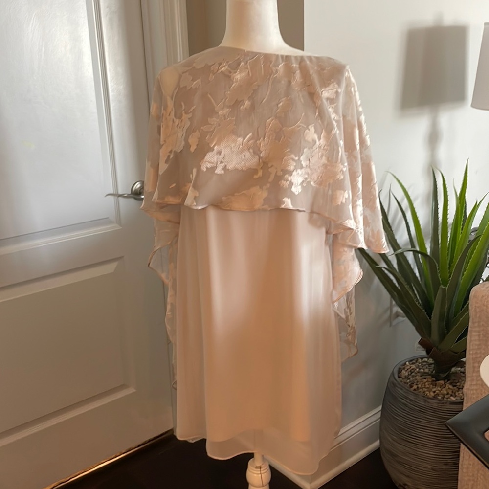 Jessica Howard Champagne Nude Flowy Cocktail Dress Size 12 Petite